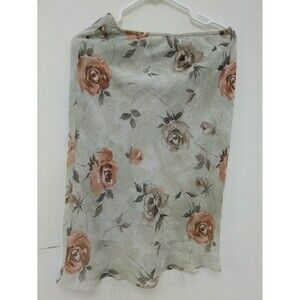 Sugarcane Floral Maxi Skirt M Boho Peasant Elastic Waist Long Light Green